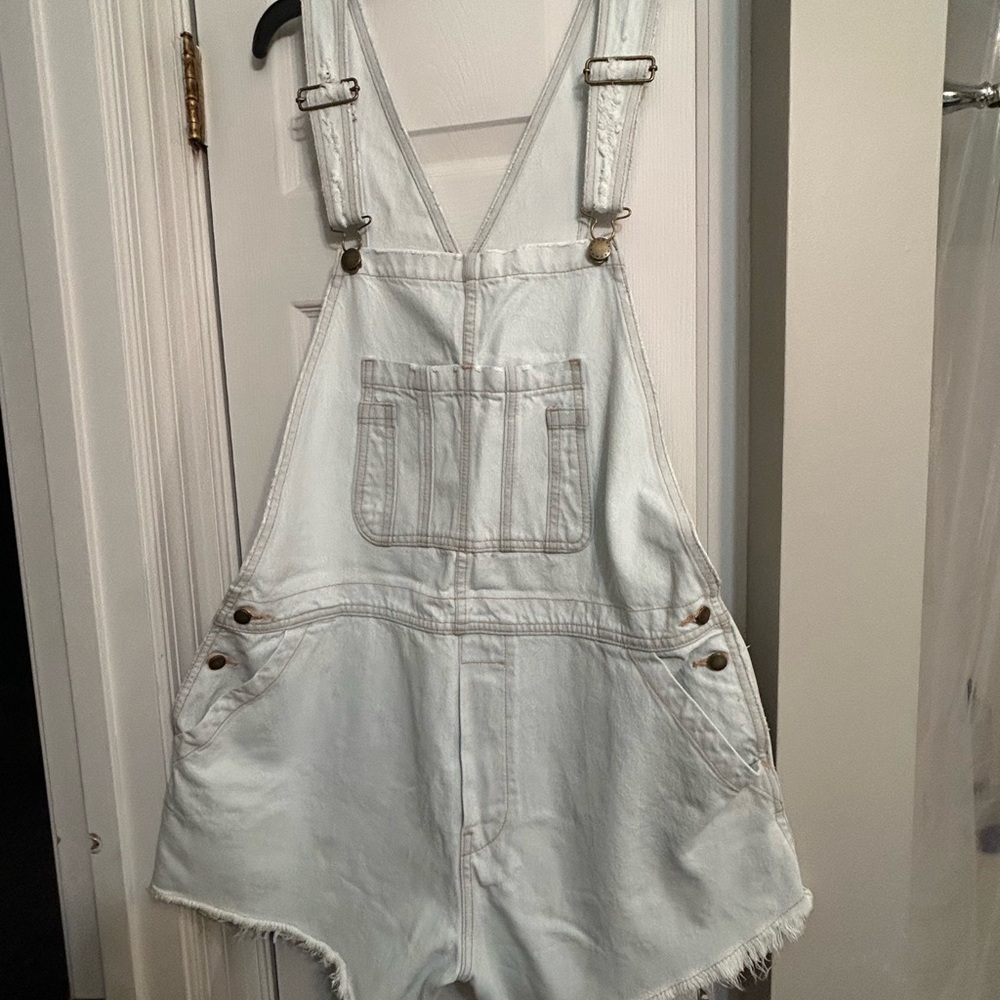 Light Blue Short Denim Overalls